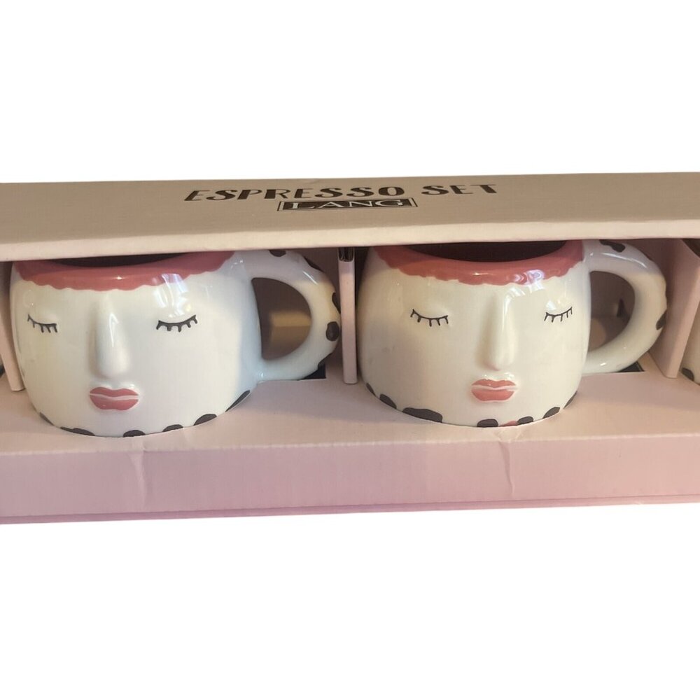 Lang Espresso Set of 4 Woman's Face New Hand Painted Ladies Face Coffee Cup Mug - Picture 4 of 16